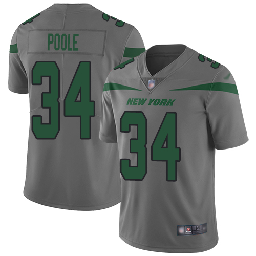 New York Jets Limited Gray Youth Brian Poole Jersey NFL Football #34 Inverted Legend->youth nfl jersey->Youth Jersey